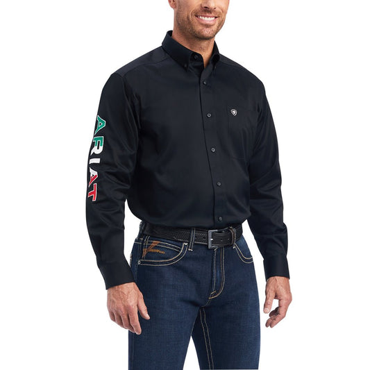 Mexico Team Logo Twill Collared Short Sleeve Button Up Shirt - SundialMexico Team Logo Twill Collared Short Sleeve Button Up Shirt