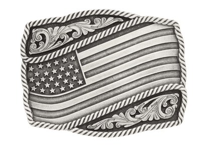 Montana Silversmiths Classic Impressions Waving American Flag Attitude Buckle A590S