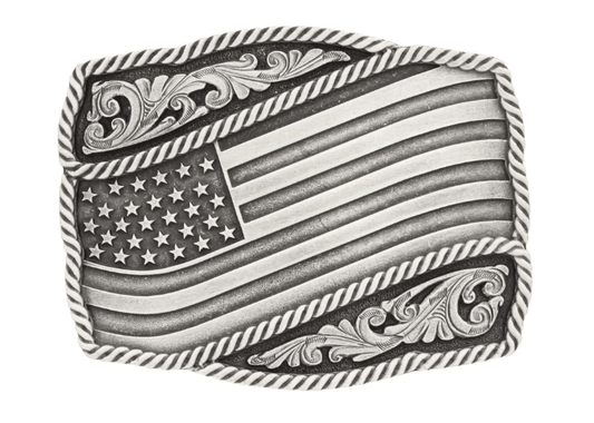 Montana Silversmiths Classic Impressions Waving American Flag Attitude Buckle A590S