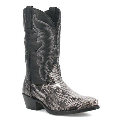 Monty Snake Print Pointed Toe Pull On Cowboy Boots - SundialMonty Snake Print Pointed Toe Pull On Cowboy Boots