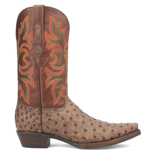 Outlaw Embroidered Ostrich Print Snip Toe Cowboy Boots - SundialOutlaw Embroidered Ostrich Print Snip Toe Cowboy Boots