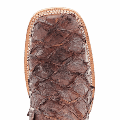 R Watson Men's Chocolate Matte Pirarucu Exotic Western Boots RW7805-2