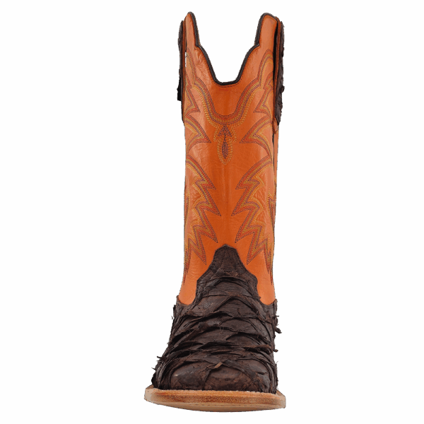 R Watson Men's Chocolate Matte Pirarucu Exotic Western Boots RW7805-2