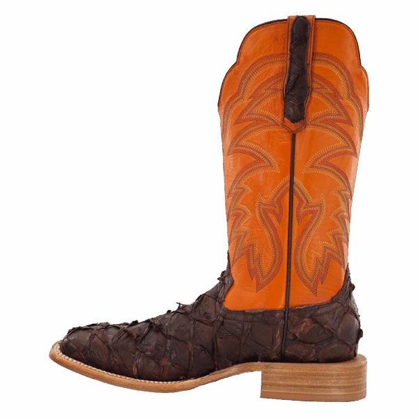 R Watson Men's Chocolate Matte Pirarucu Exotic Western Boots RW7805-2