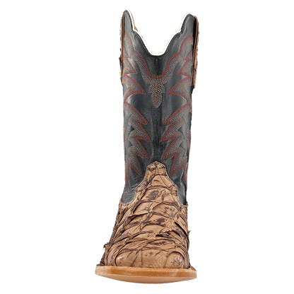 R Watson Men's Saddle Matte Pirarucu Exotic Western Boots RW7806-2