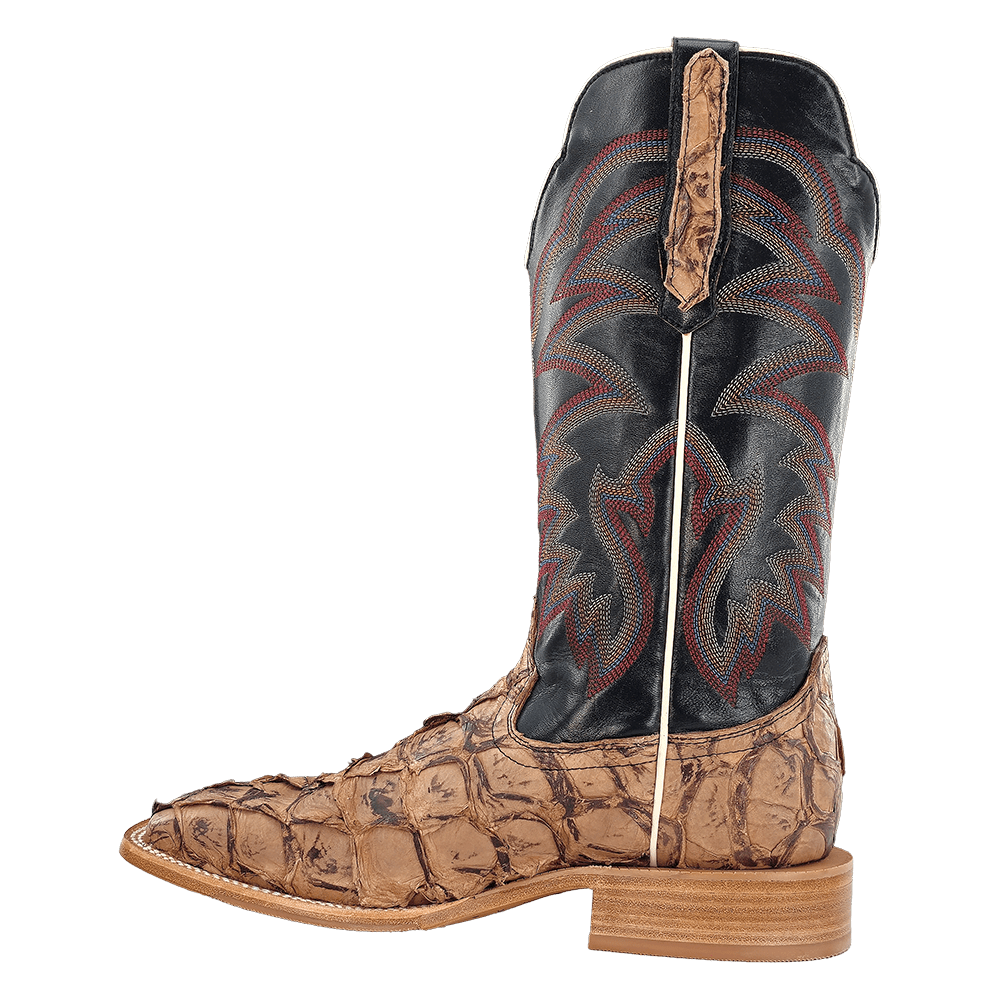 R Watson Men's Saddle Matte Pirarucu Exotic Western Boots RW7806-2