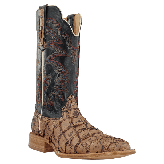 R Watson Men's Saddle Matte Pirarucu Exotic Western Boots RW7806-2