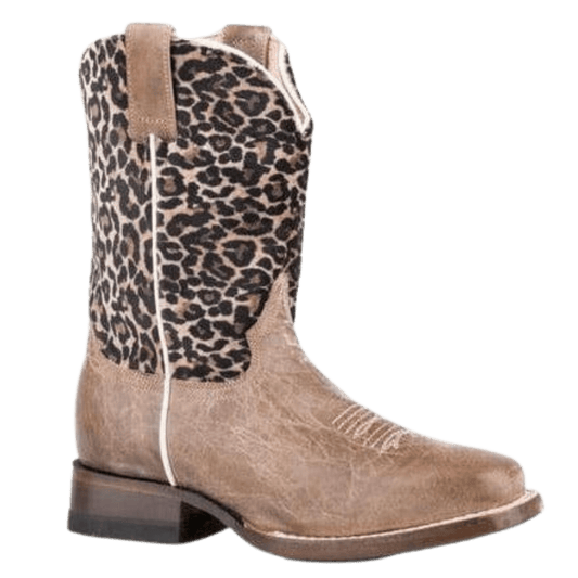 Roper Kids Cheetah Brown Snip Toe Western Boots 09-119-7022-8260