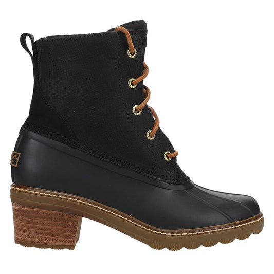 Saltwater Heel Embossed Round Toe Lace Up Boots - SundialSaltwater Heel Embossed Round Toe Lace Up Boots