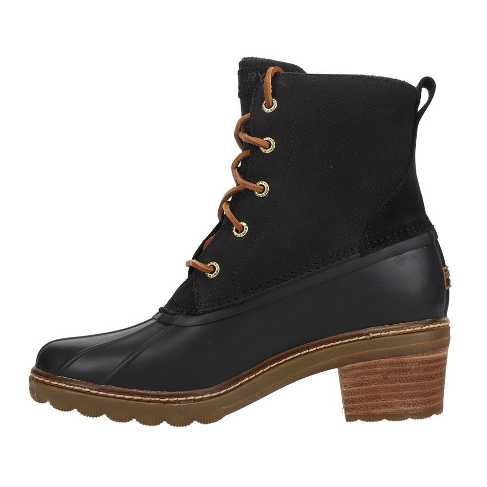 Saltwater Heel Embossed Round Toe Lace Up Boots - SundialSaltwater Heel Embossed Round Toe Lace Up Boots