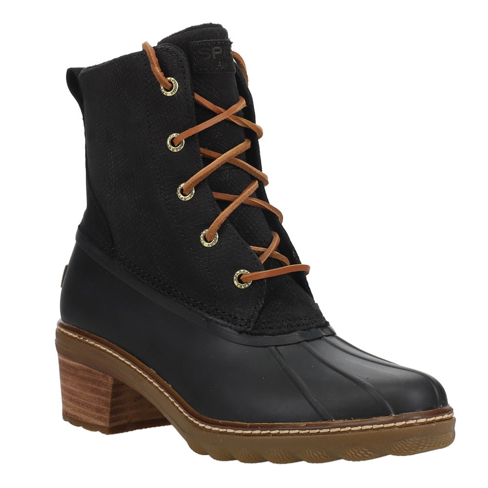 Saltwater Heel Embossed Round Toe Lace Up Boots - SundialSaltwater Heel Embossed Round Toe Lace Up Boots