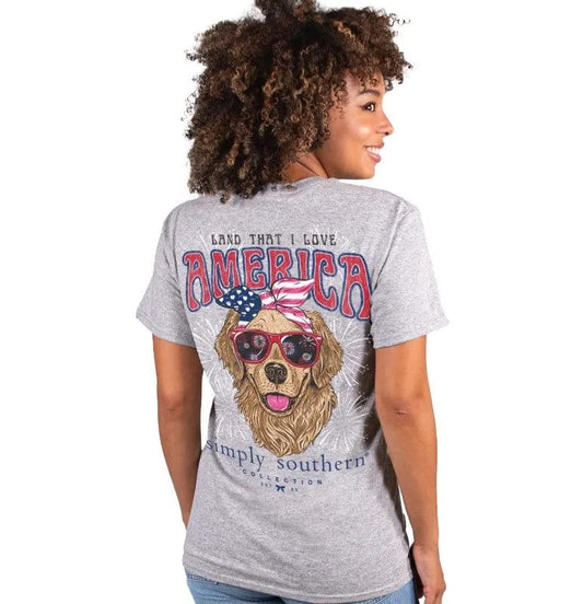 Simply Southern Women's "Land That I Love" Heather Grey SS Tee