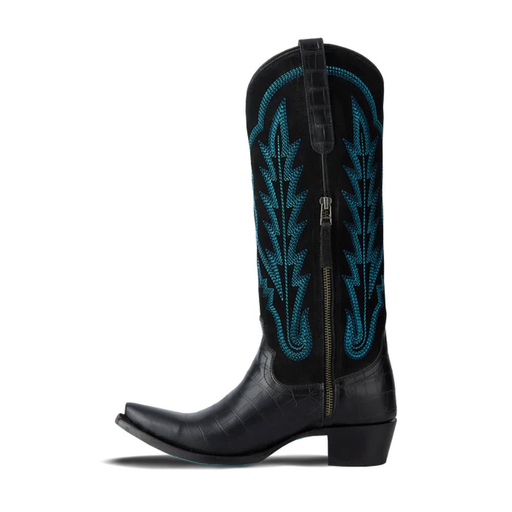 Skylight Croc Embossed Snip Toe Zippered Cowboy Boots - SundialSkylight Croc Embossed Snip Toe Zippered Cowboy Boots