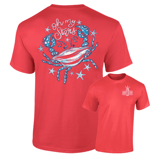 Southernology Women's Crab Oh My Stars Short Sleeve Graphic T-Shirt