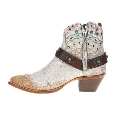 Studded Harness Pointed Toe Zippered Cowboy Booties - SundialStudded Harness Pointed Toe Zippered Cowboy Booties