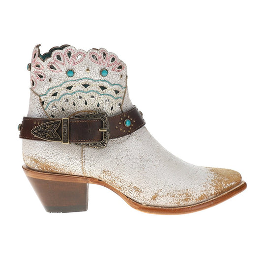 Studded Harness Pointed Toe Zippered Cowboy Booties - SundialStudded Harness Pointed Toe Zippered Cowboy Booties