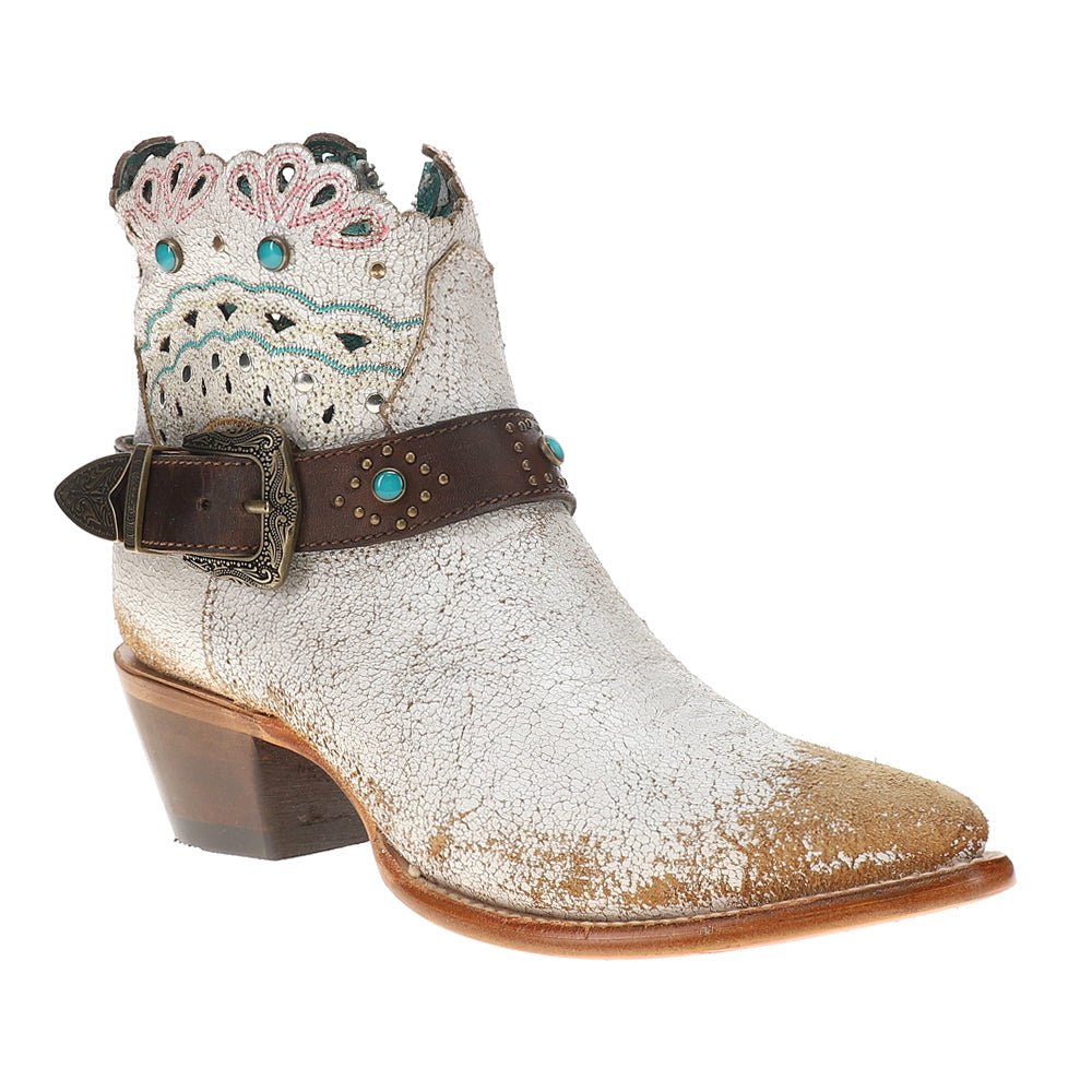 Studded Harness Pointed Toe Zippered Cowboy Booties - SundialStudded Harness Pointed Toe Zippered Cowboy Booties