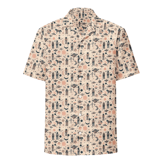 Cosmic Wrangler: Western Space Cowboy Button-Up Shirt