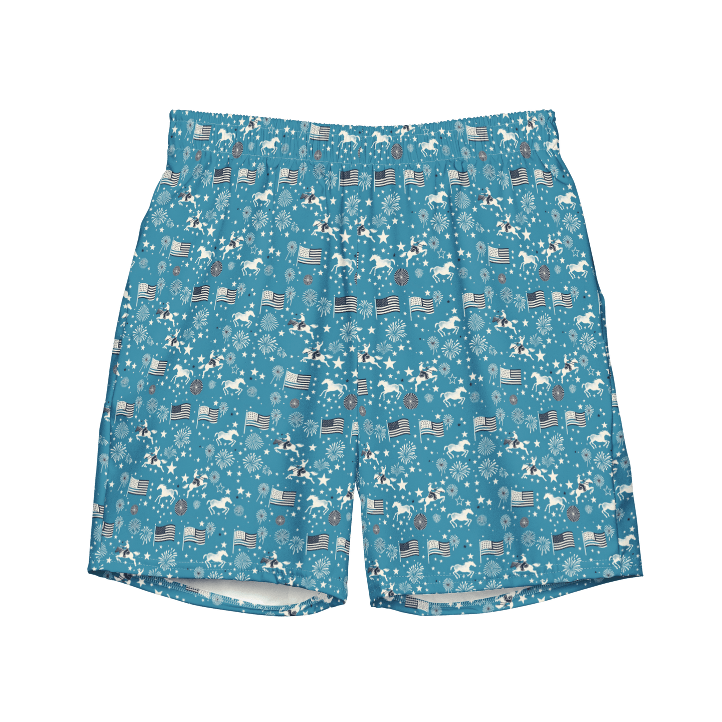 Independence Blues: Fourth of July Cowboy Swim Trunks