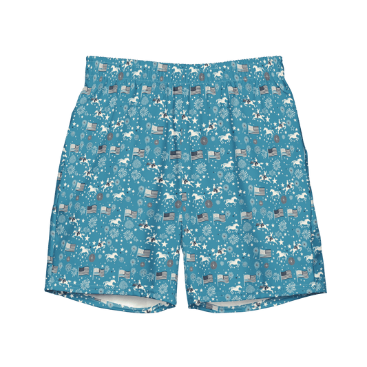 Independence Blues: Fourth of July Cowboy Swim Trunks