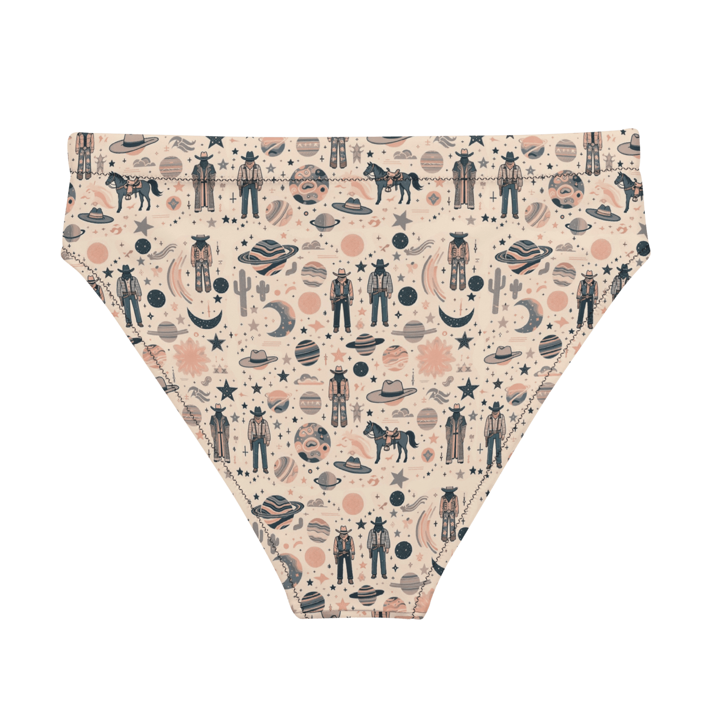 Cosmic Wrangler: Western Space Cowboy High-Waisted Bikini Bottom
