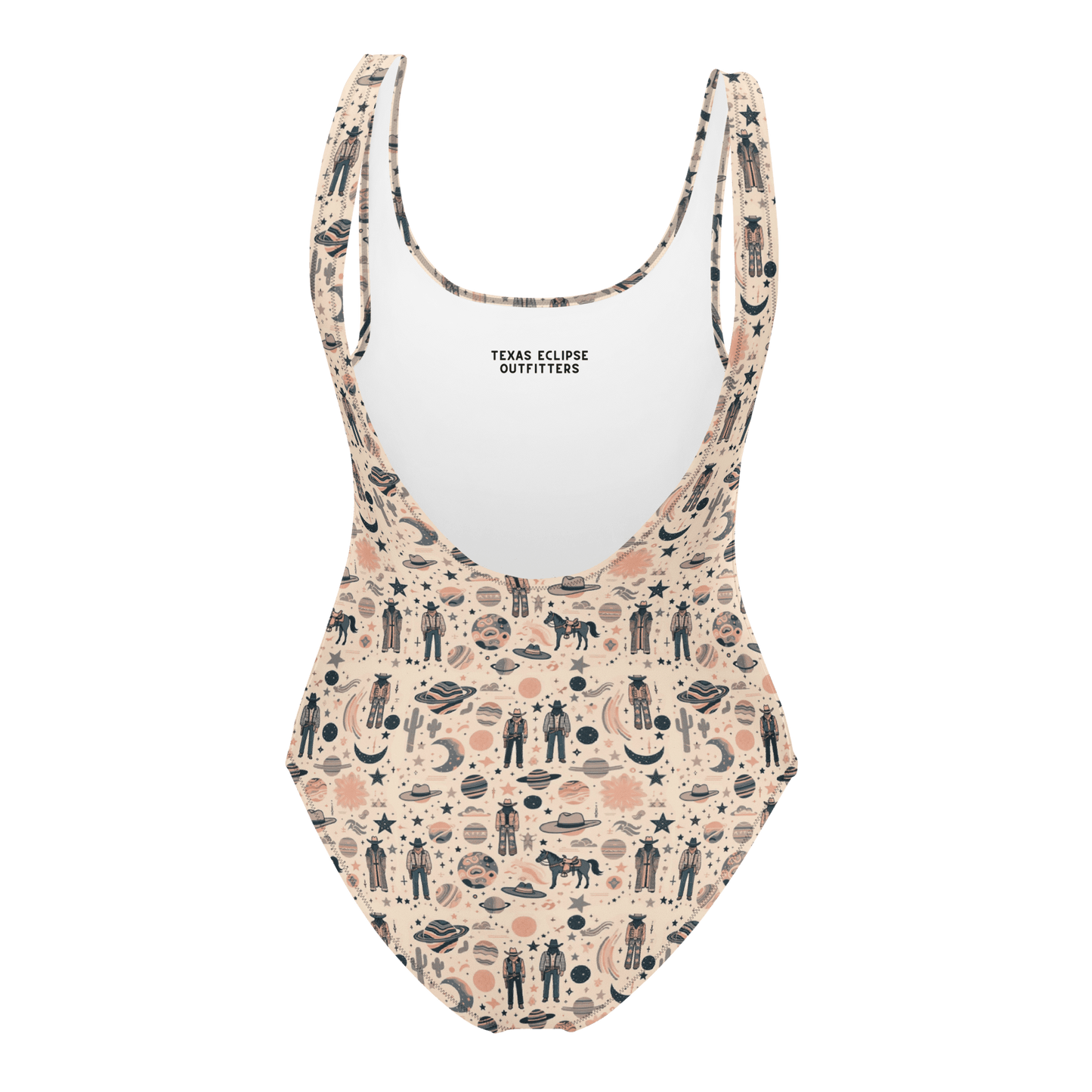 Cosmic Wrangler: Western Space Cowboy One-Piece Swimsuit