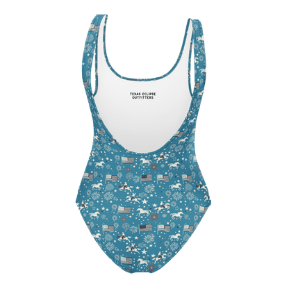 Independence Blues: Fourth of July Cowboy One-Piece Swimsuit