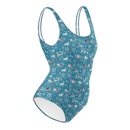 Independence Blues: Fourth of July Cowboy One-Piece Swimsuit