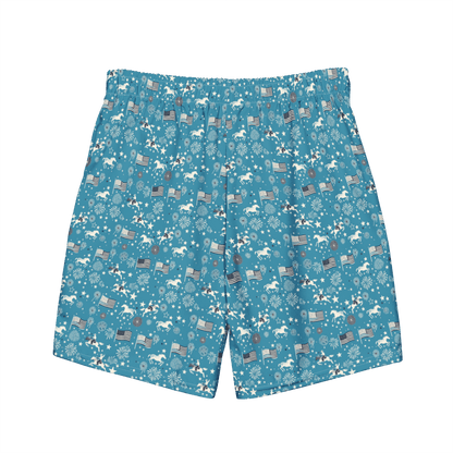 Independence Blues: Fourth of July Cowboy Swim Trunks
