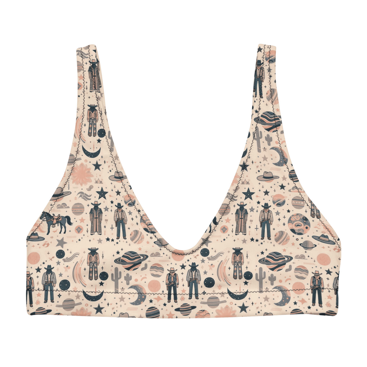 Cosmic Wrangler: Western Space Cowboy High-Waisted Bikini Top