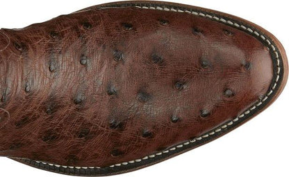 Tony Lama Men's Mccandles Chocolate Brown Full Quill Ostrich Round Toe Exotic Western Boots 8256