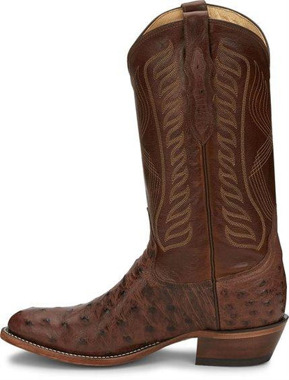 Tony Lama Men's Mccandles Chocolate Brown Full Quill Ostrich Round Toe Exotic Western Boots 8256