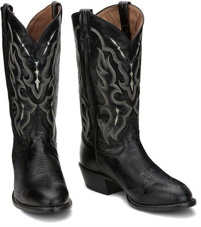 Tony Lama Men's Black Smooth Ostrich Round Toe Western Boots CT871