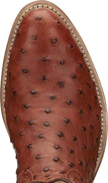 Tony Lama Men's Mccandles Brandy Full Quill Ostrich Round Toe Exotic Western Boots 8257