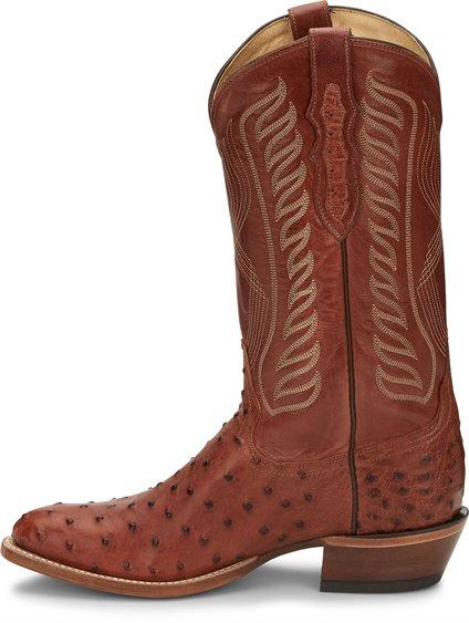 Tony Lama Men's Mccandles Brandy Full Quill Ostrich Round Toe Exotic Western Boots 8257