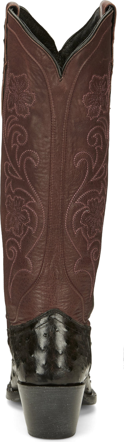 Tony Lama Women's Vaqueras Ines Black Cherry Full Quill Ostrich Western Boots VF3056