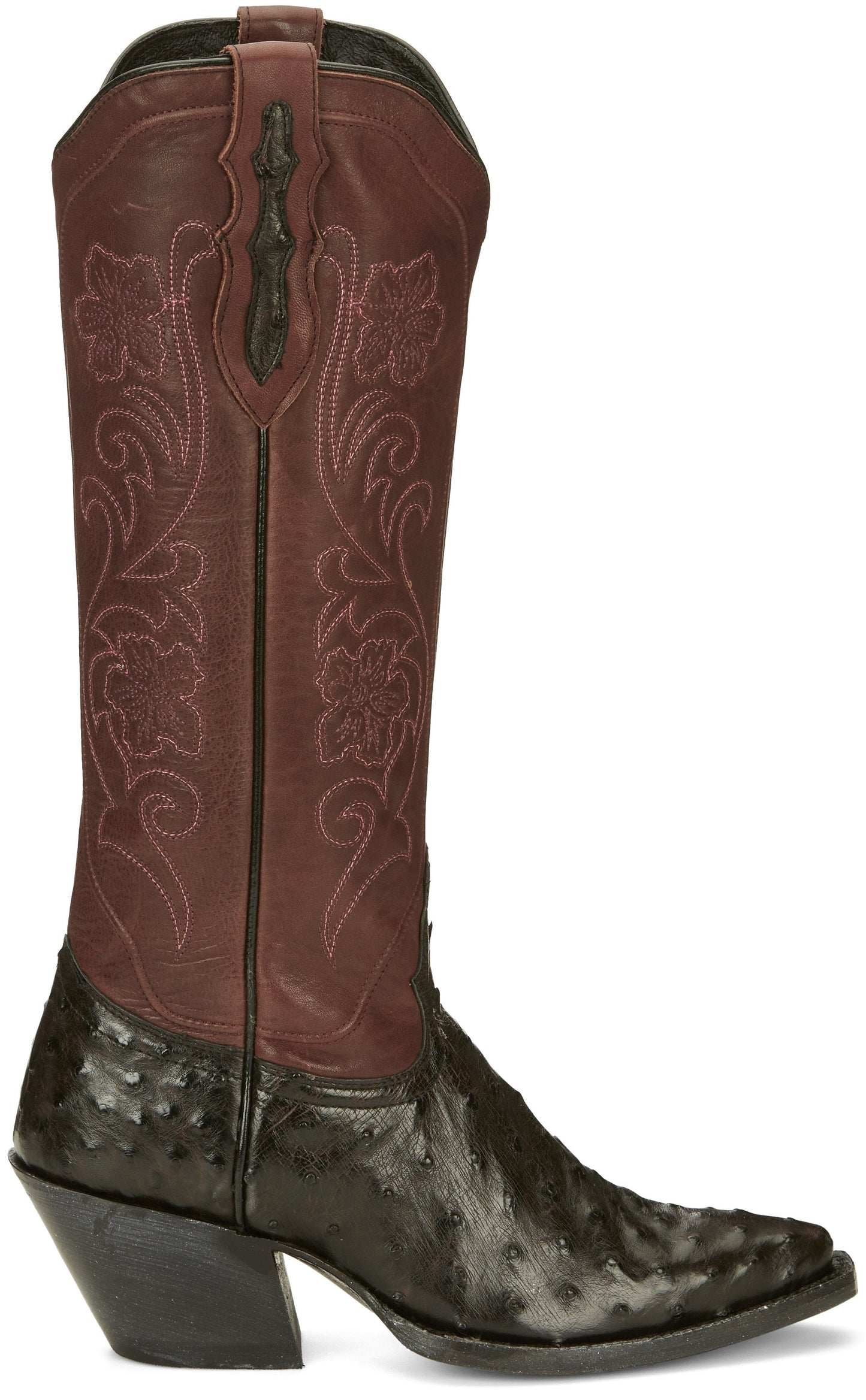 Tony Lama Women's Vaqueras Ines Black Cherry Full Quill Ostrich Western Boots VF3056