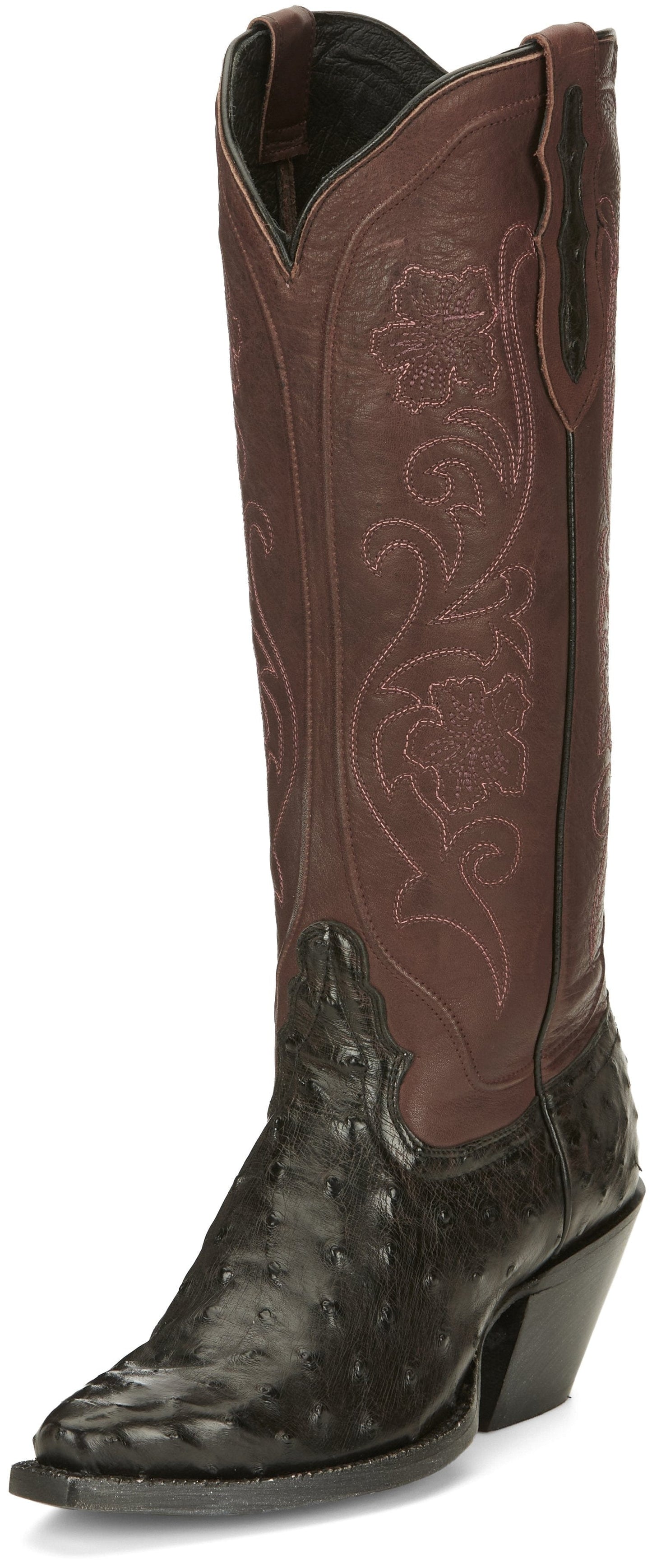 Tony Lama Women's Vaqueras Ines Black Cherry Full Quill Ostrich Western Boots VF3056