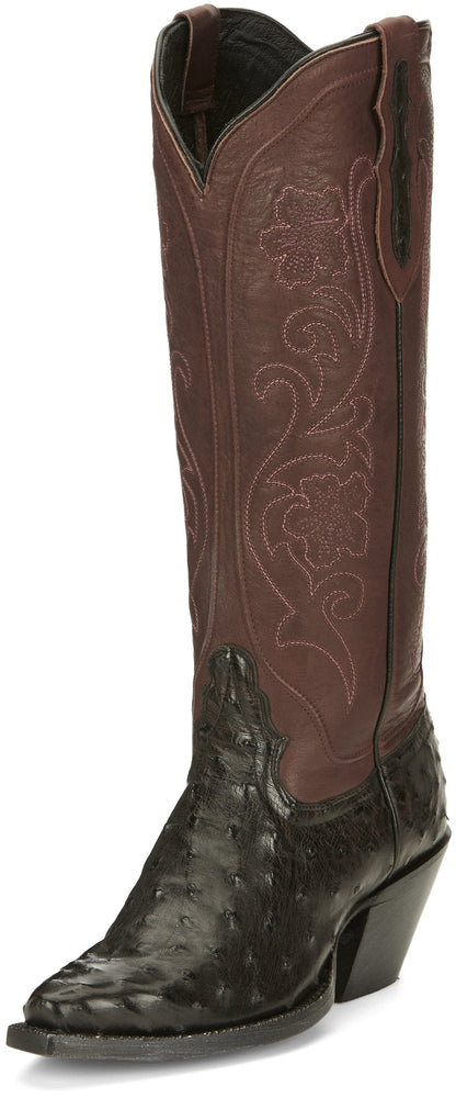 Tony Lama Women's Vaqueras Ines Black Cherry Full Quill Ostrich Western Boots VF3056