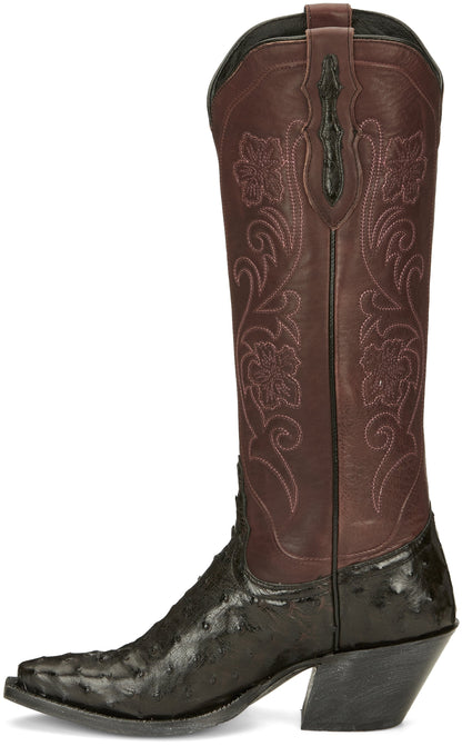 Tony Lama Women's Vaqueras Ines Black Cherry Full Quill Ostrich Western Boots VF3056