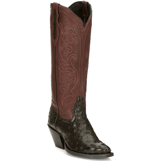 Tony Lama Women's Vaqueras Ines Black Cherry Full Quill Ostrich Western Boots VF3056