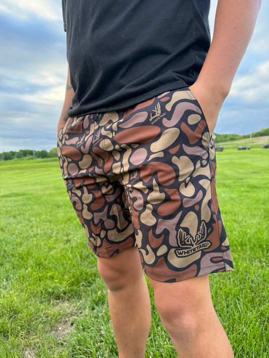Whitetail Co. Hunt Camp Shorts Faded Old Dark Camo