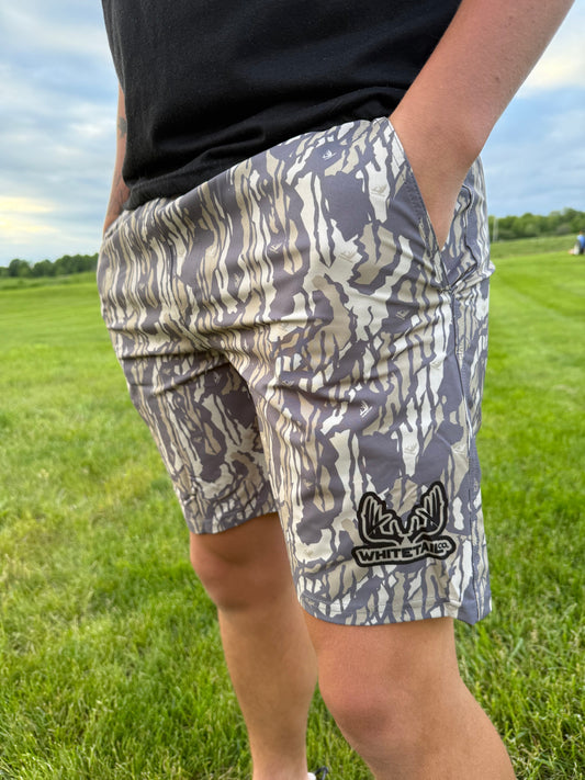 Whitetail Co. Hunt Camp Shorts Faded Old Tree Bark