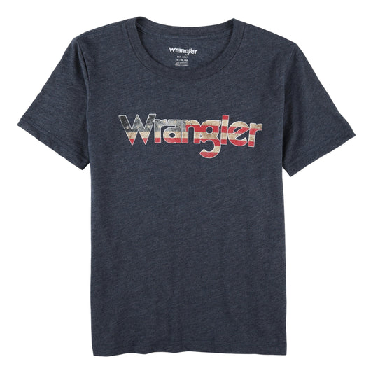 Wrangler Boy's American Flag Kabel Heather Navy T-Shirt 112325768