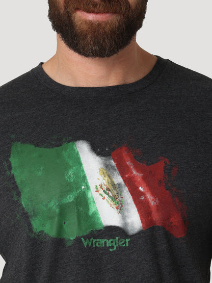 Wrangler Men's Mexican Flag Caviar Heather Short Sleeve T-Shirt 112318451