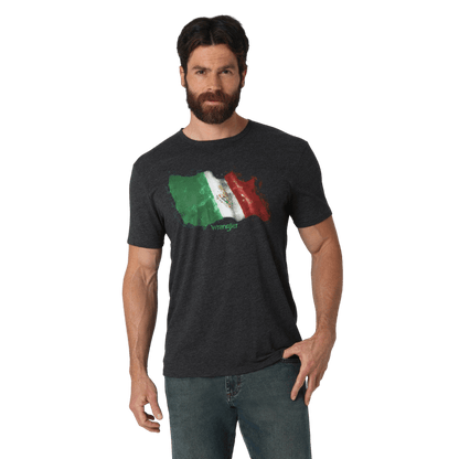 Wrangler Men's Mexican Flag Caviar Heather Short Sleeve T-Shirt 112318451
