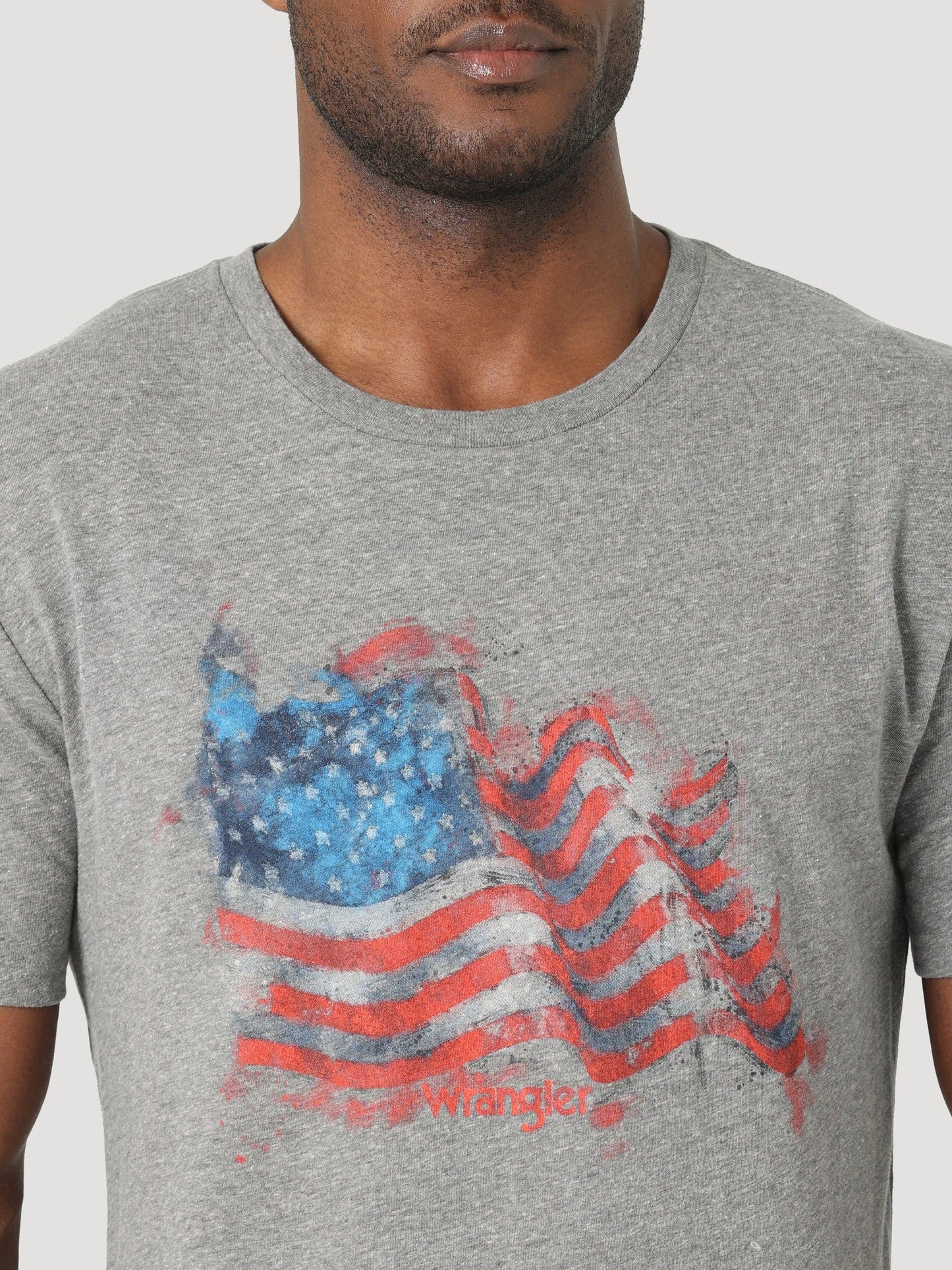 Wrangler Men's USA Flag Graphite Heather Short Sleeve T-Shirt 112318439