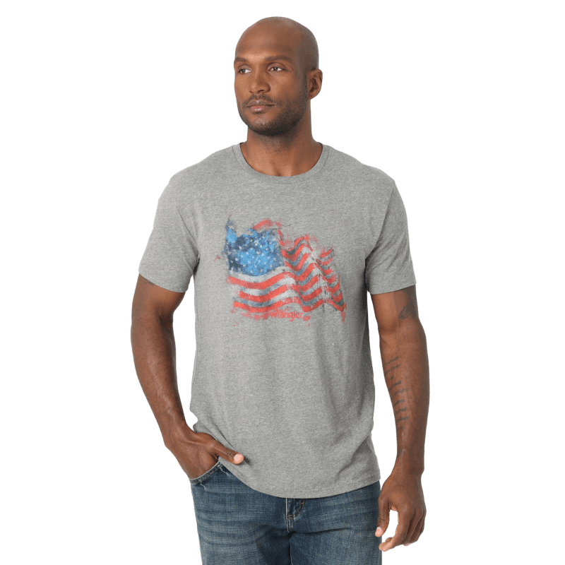 Wrangler Men's USA Flag Graphite Heather Short Sleeve T-Shirt 112318439