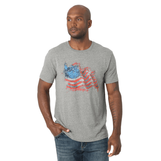 Wrangler Men's USA Flag Graphite Heather Short Sleeve T-Shirt 112318439