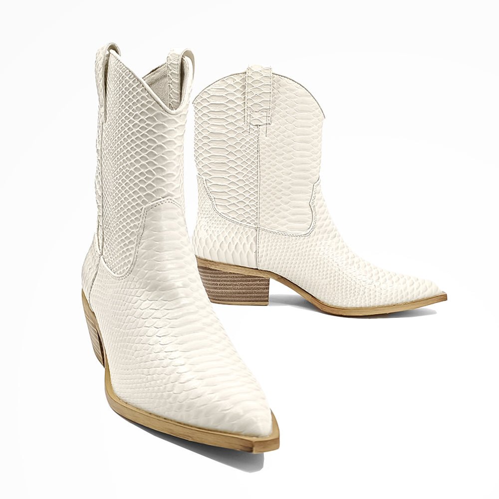 Zouzou Snake Print Pointed Toe Cowboy Boots - SundialZouzou Snake Print Pointed Toe Cowboy Boots